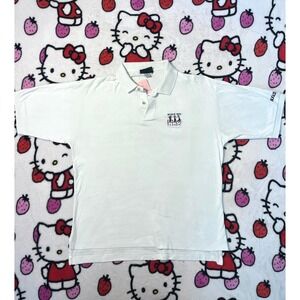 Vintage Bugle Boy Golf Classic Polo Shirt White Mens Made in USA Cotton